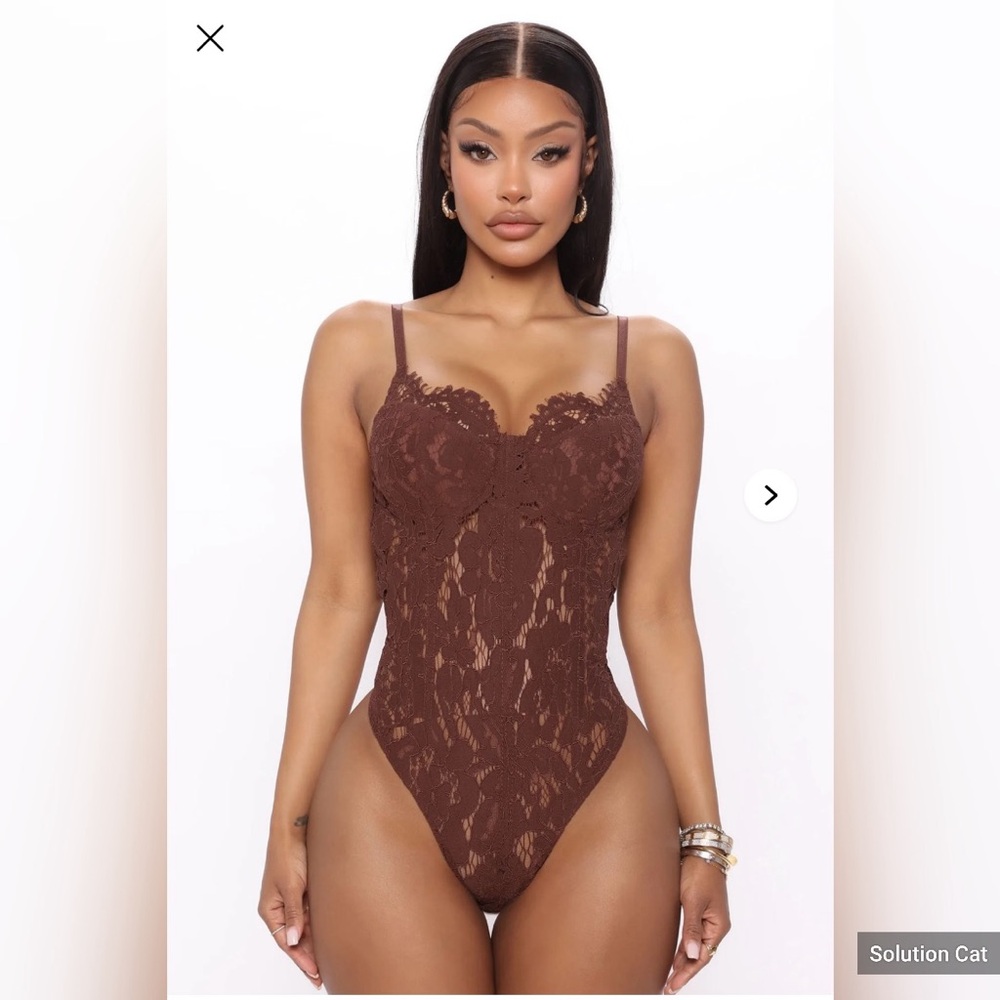 HMS Elegant Brown Lace Bodysuit
